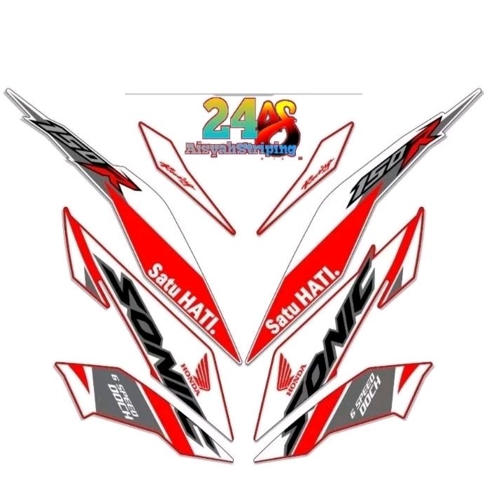 STIKER STRIPING & LIS BODY HONDA SONIC 2019 WARNA MERAH PUTIH
