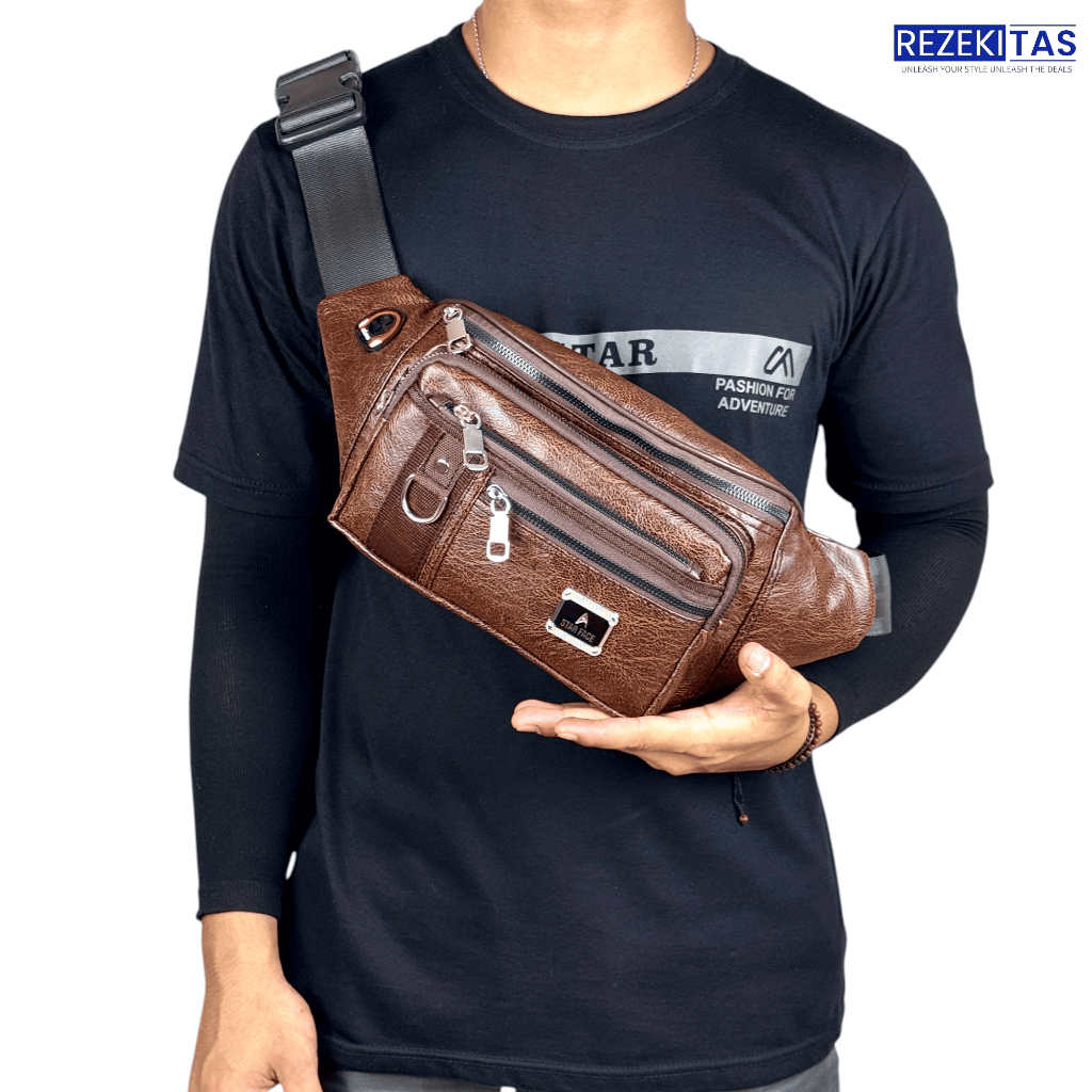 Waistbag Pria Fashionable Trendy Elegan Viral Shoulder Bag Glamour Cool Style Mewah Model Korea Desa
