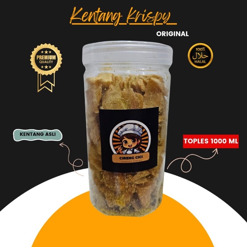 

Kentang Krispy Original (tidak pedas) Premium Kemasan Toples 1000 ML