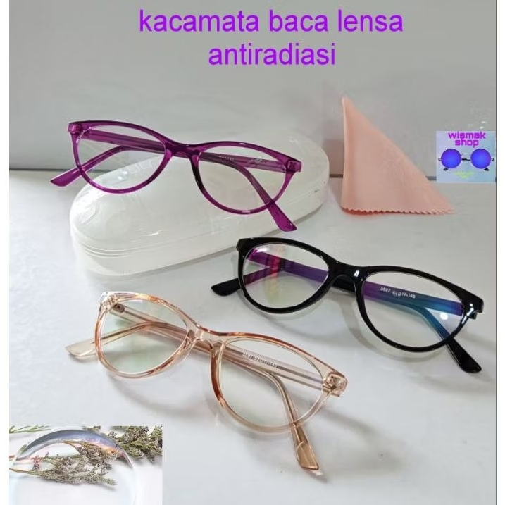 Kacamata baca plus frame cateye kecil unik lensa antiradiasi bisa ukuran minus