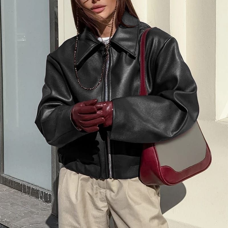 Zha_Leather jaket kulit oversize wanita/women's oversized leather jacket