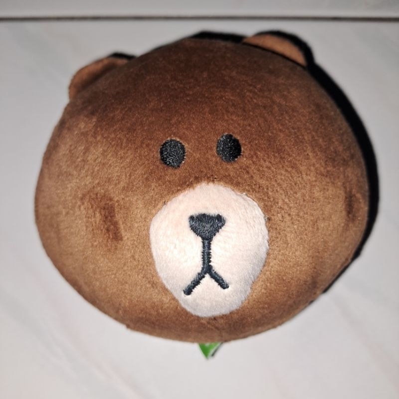 line brown bear head doll ori boneka
