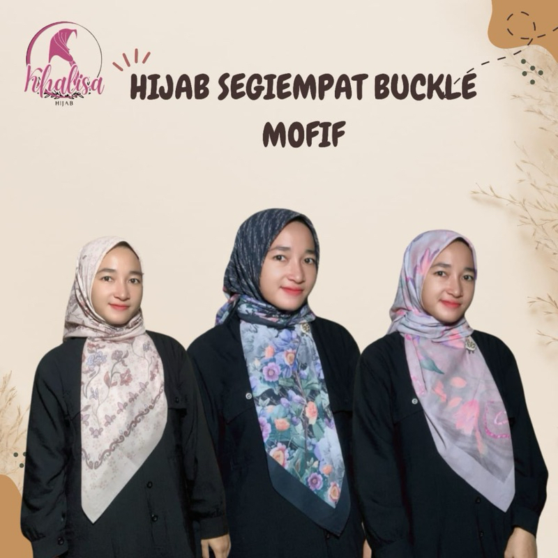 Khalisa Hijab Segiempat Motif Bucklescarves Pouch Premium Ukuran 115 x 115cm