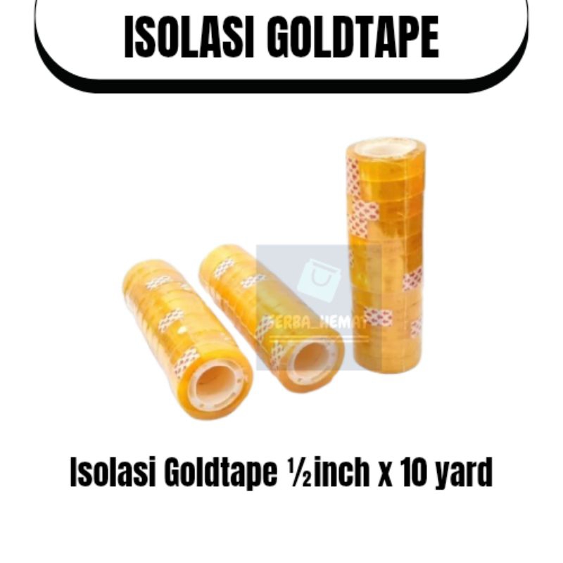 

[HARGA 1 SLOP] Isolasi/Solatip kado ½inch x 10 yard Goldtape
