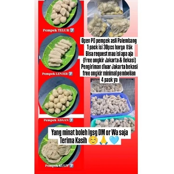 

Pempek Asli Palembang Isi 30 pcs Sudah Dapat Cuko Dibuat FRESH sesuai pesanan