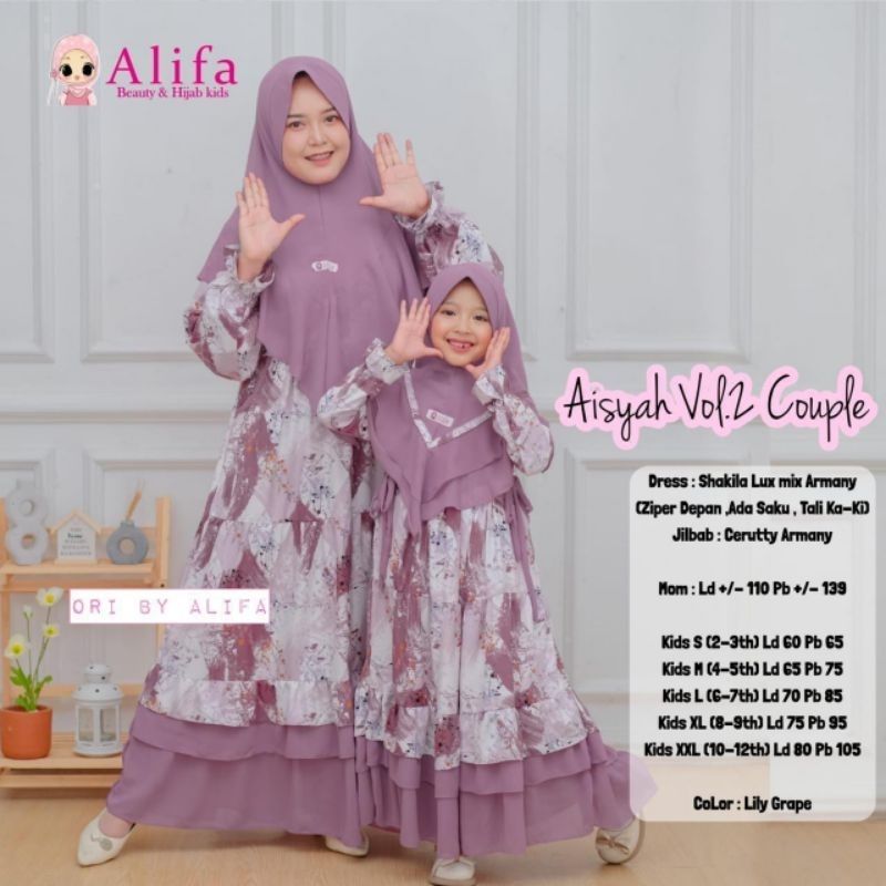 (FREE HIJAB READY) AISYAH kids BY ALIFA gamis dress Ceruti printing armani + jilbab ceruti armani ba