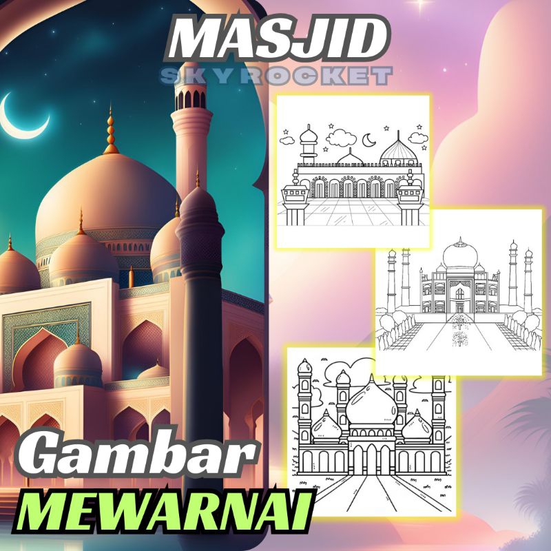 

KERTAS GAMBAR MEWARNAI A4 MASJID | PEMANDANGAN