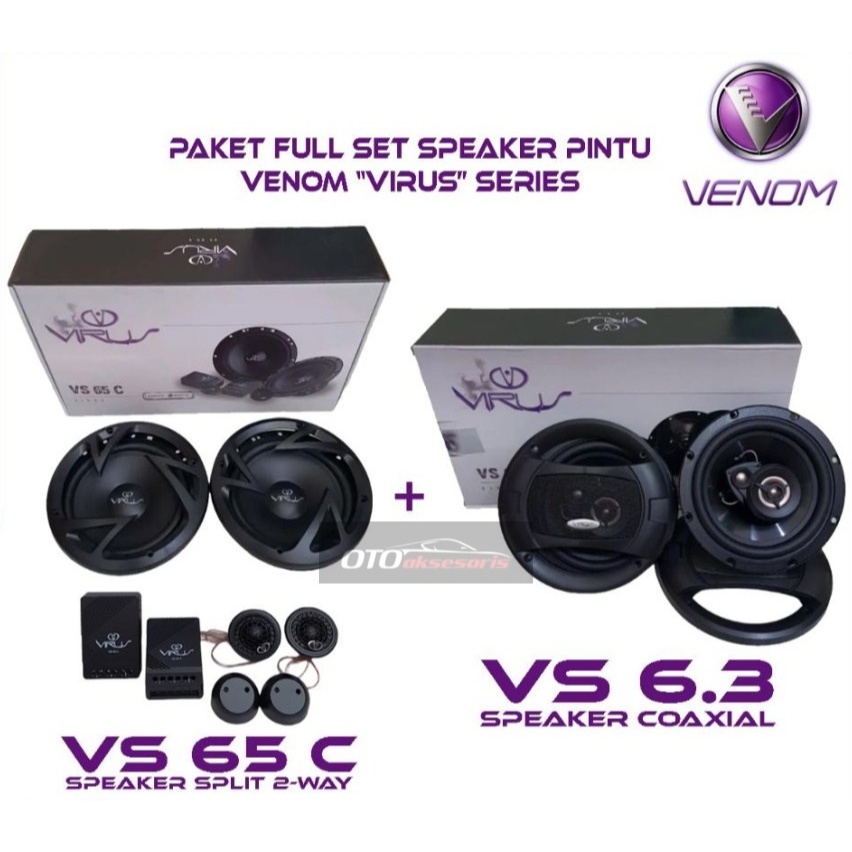 Paket Audio Mobil VENOM VIRUS SERIES Speaker VS 65 C + VS 6.3 ORIGINAL