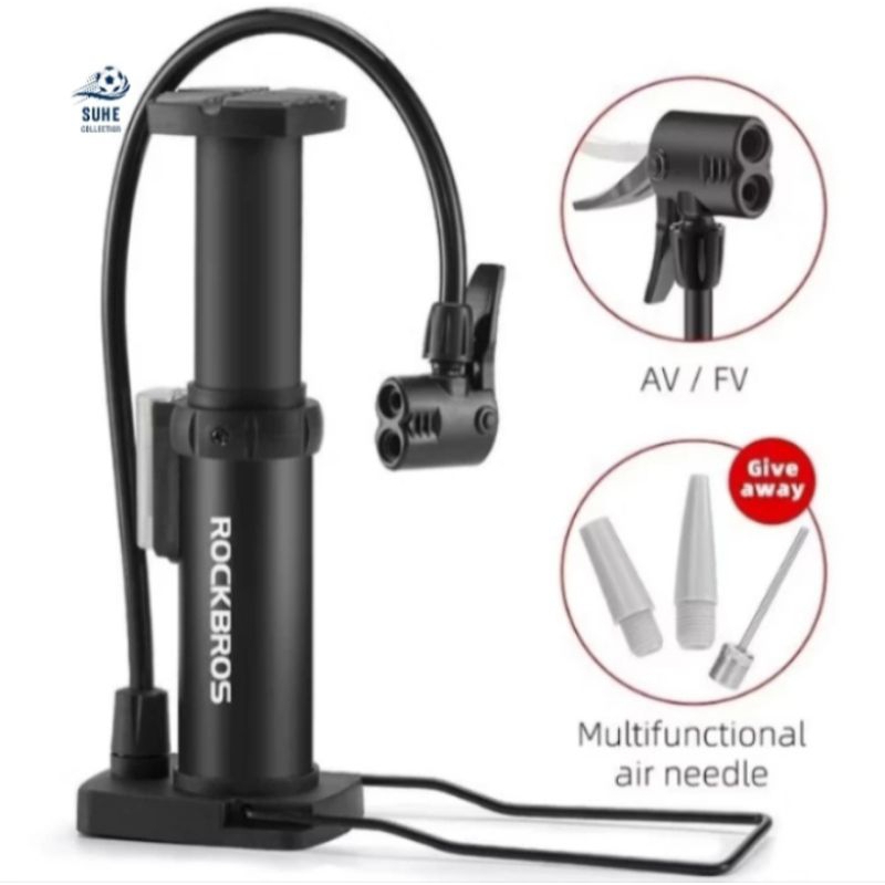 ROCKBROS Pompa Kaki Bola Sepeda Mini Portable Multifungsi 80 PSI
