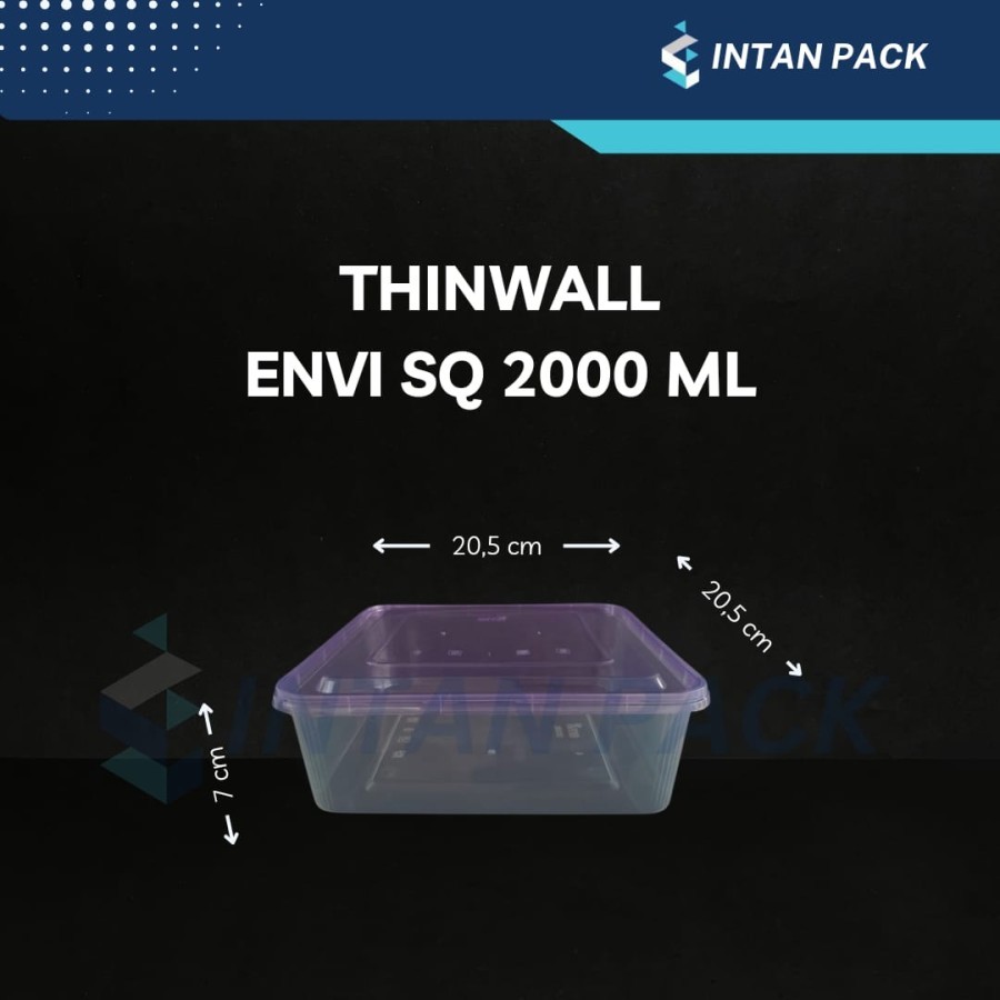 Thinwall PERSEGI SQUARE WARNA 2000 ml ENVI SQ ( 25 PCS )