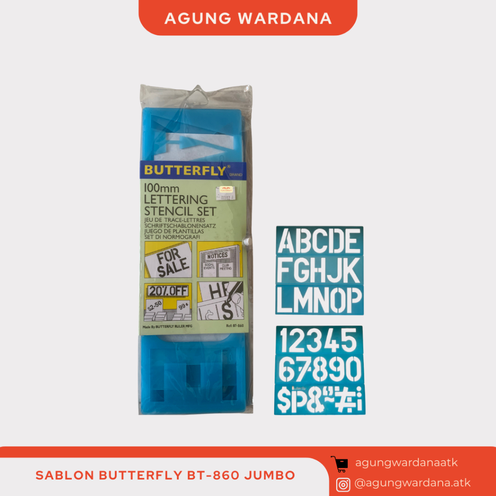 

CETAKAN SABLON ANGKA DAN HURUF BUTTERFLY BT-860 JUMBO