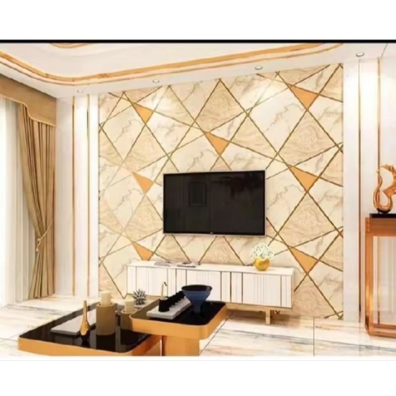 Wallpaper Sticker Dinding Motif Kramik Cream