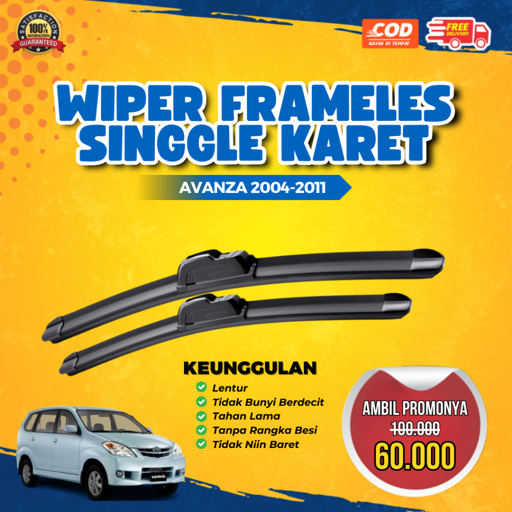 Wiper single karet AVANZA 2004-2011 ( 20 -16 INCI )