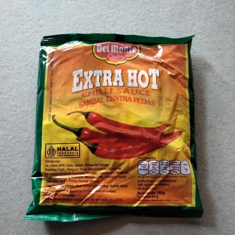 

Del Monte Extra Hot Chilli Sauce Sambal Eksipta Pedas 8gram