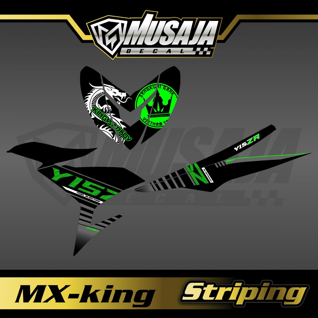 Stiker striping mx king 150 hijau putih transparan uv glossy non full body custom