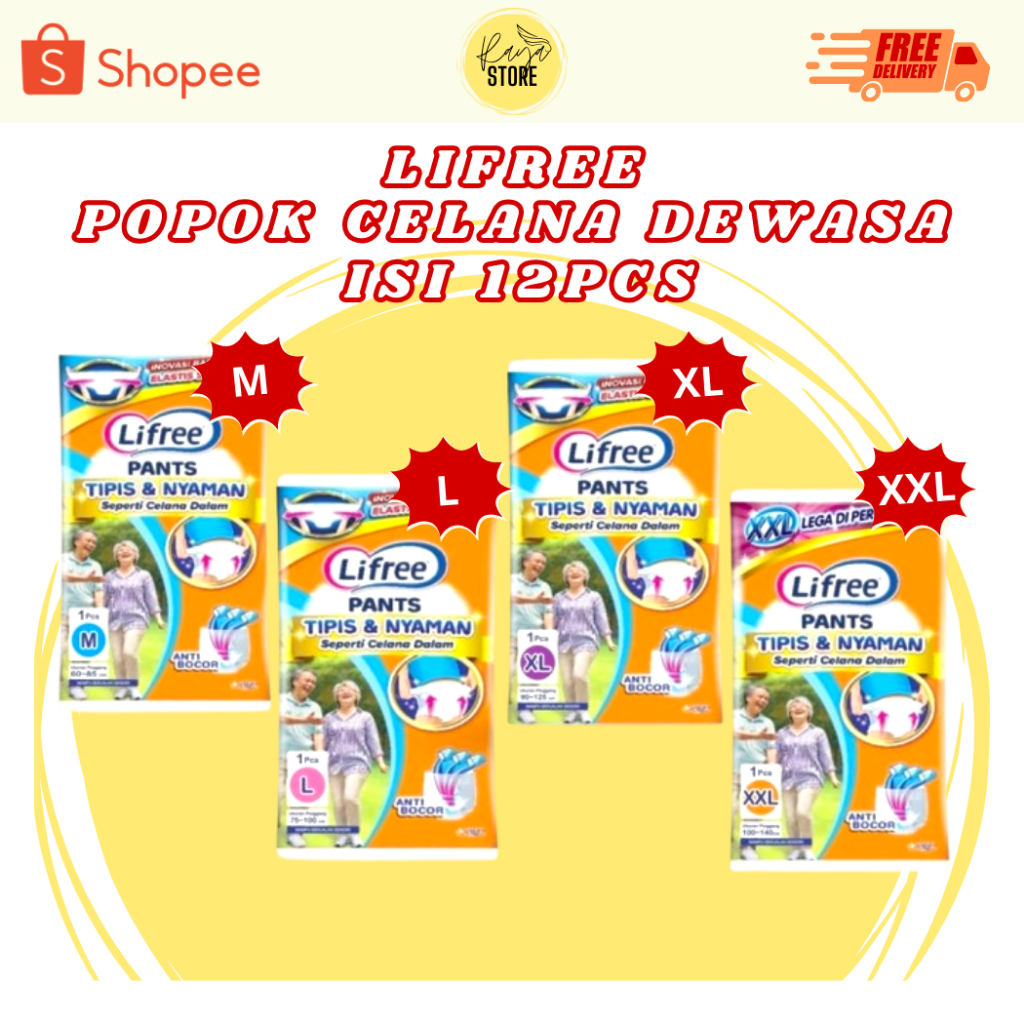 Lifree Popok Celana Dewasa - Lifree Popok - Popok Celana - Popok Sekali Pakai - Pampers Celana