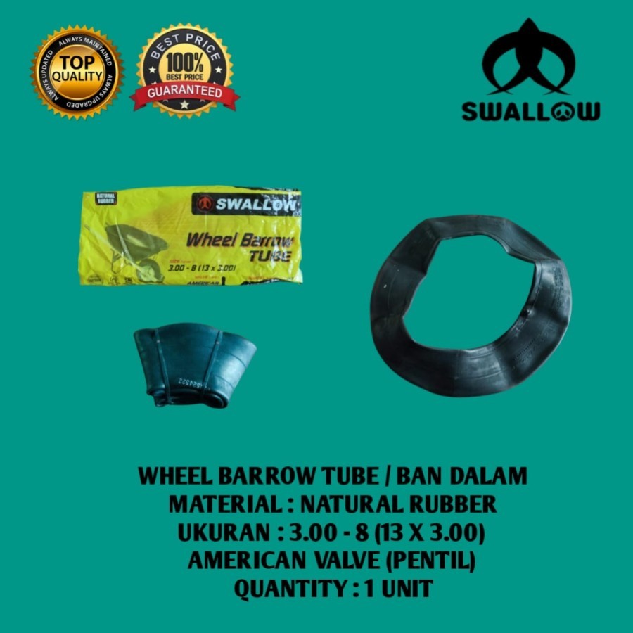Ban Dalam Swallow 300 - 8 Ban Gerobak Pasir Artco Ban Swallow 300-8 Ring 8 Ban Dalam Gerobak Angkong