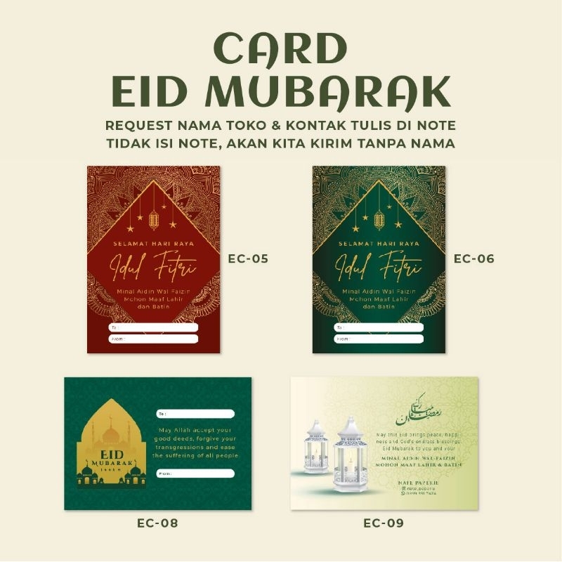 

EID MUBARAK Card Kartu Lebaran Idul Fitri Custom Nama Toko