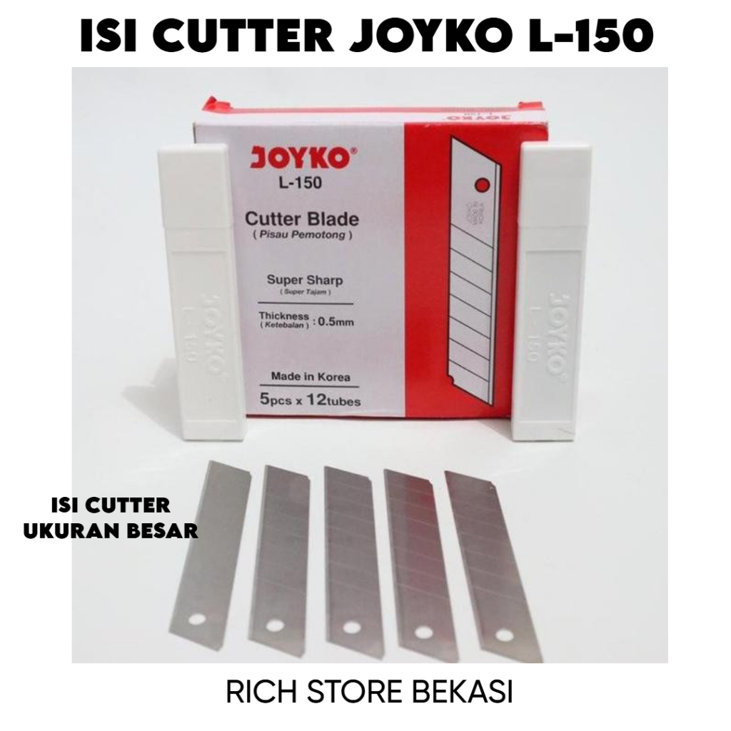 

ISI CUTTER MERK JOYKO L-150 PISAU CUTTER UKURAN BESAR [HARGA PER 1 PACK ISI 5 PCS MATA PISAU]