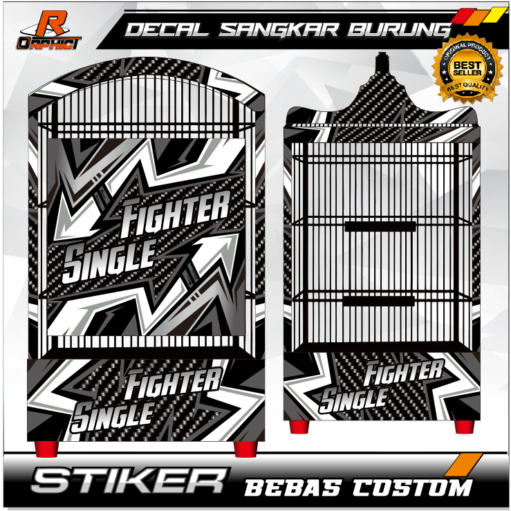 STICKER DECAL SANGKAR single fighter KANDANG KOTAK  STIKER ebod jaya oriq diamond radja BNR kosan