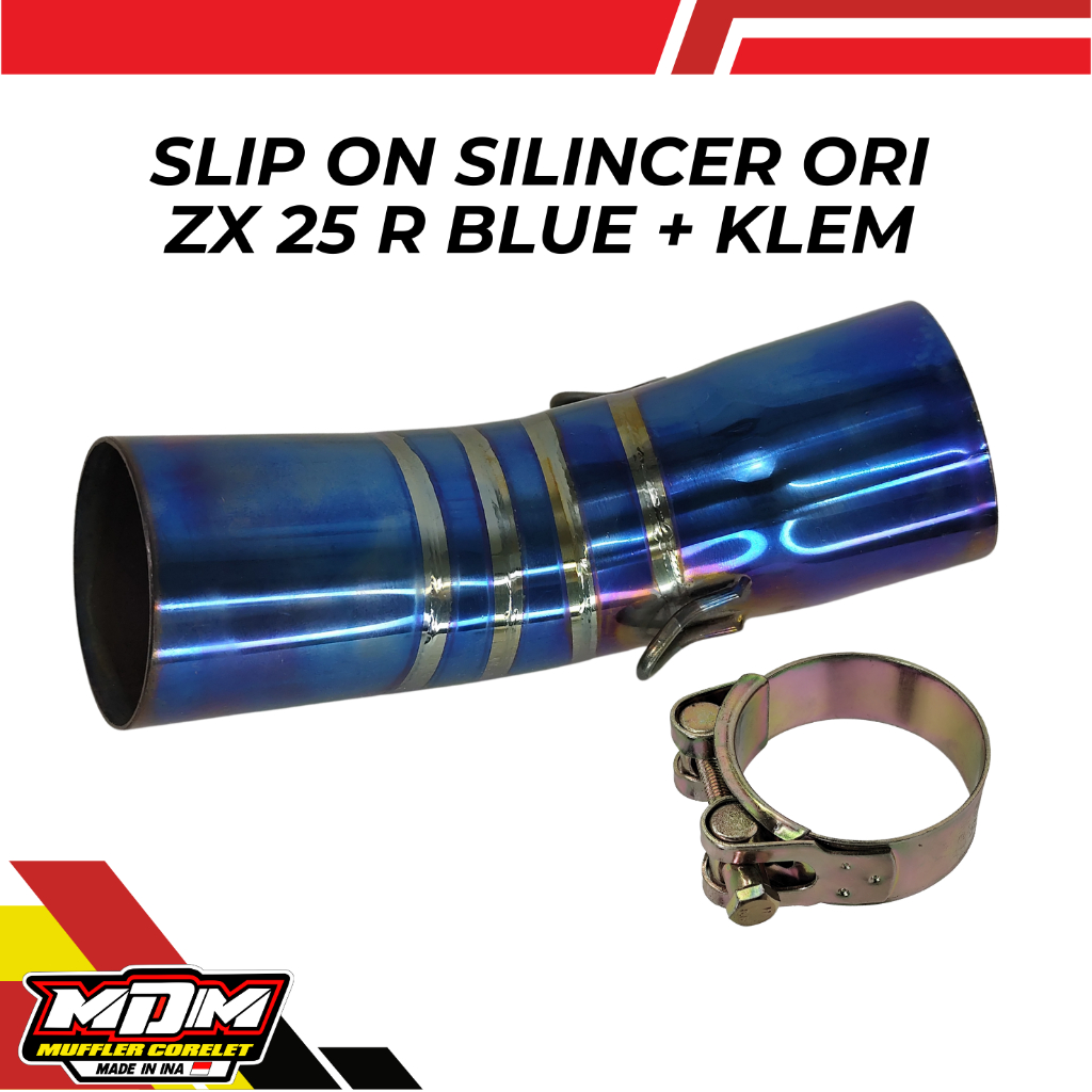 MDM RACING MUFFLER Slip On Sambungan Silincer Ori ZX25R / ZX25RR New BLUE