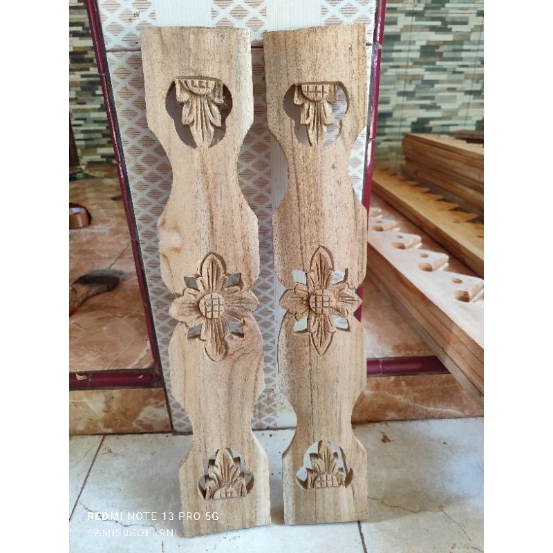 kayu isian pagar ukiran melati 60cm