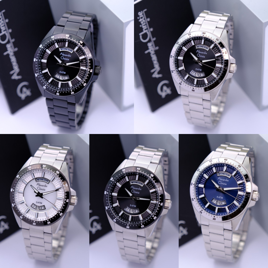 ORIGINAL Jam Tangan Pria Alexandre Christie AC 6678 / AC6678 Garansi 1 Tahun - Stainless Steel