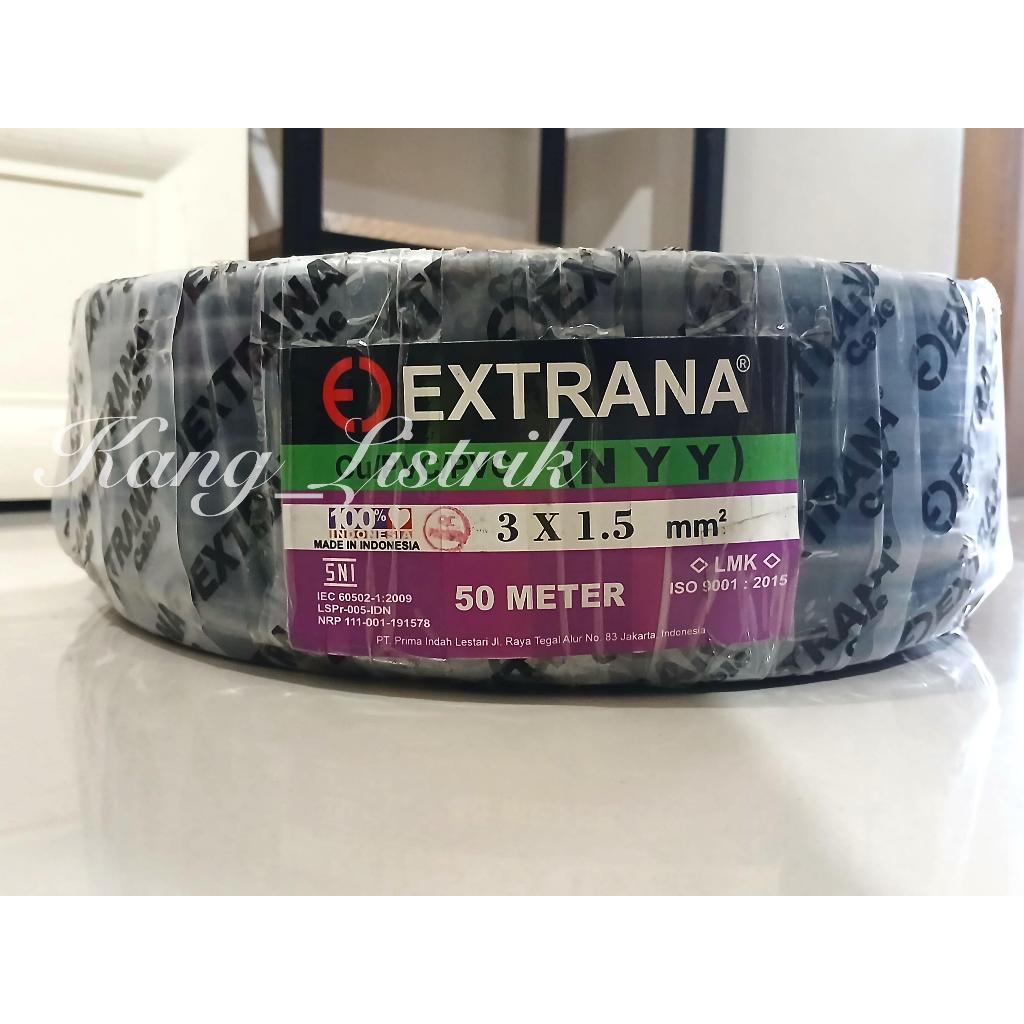 EXTRANA NYY 3x1,5mm KABEL TUNGGAL KABEL KAWAT HITAM NYY EXTRANA 3X1,5mm Per 50Meter