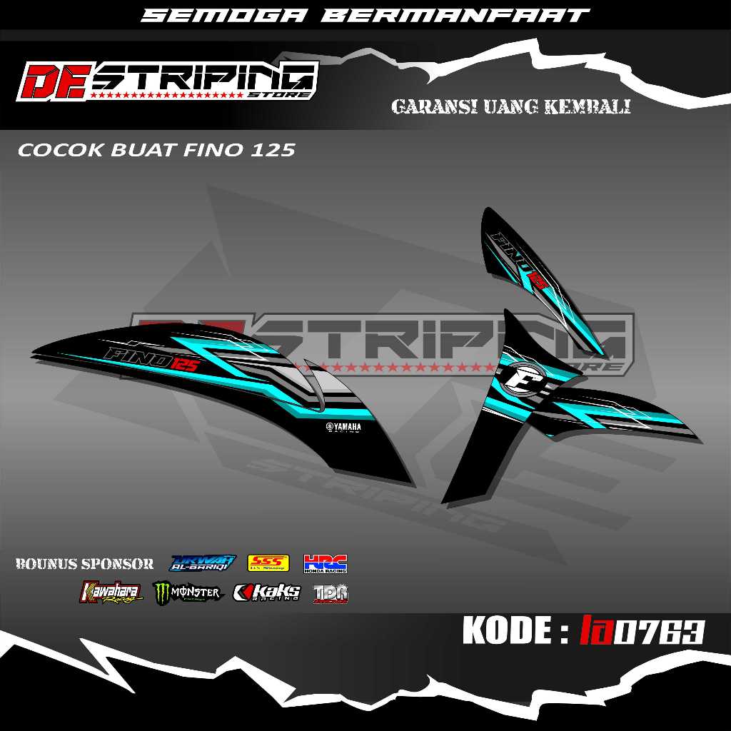 Stiker Striping FINO 125-Sticker Aksesoris Motor Fino 125 Desain Racing Simpel Keren Kode LA0763