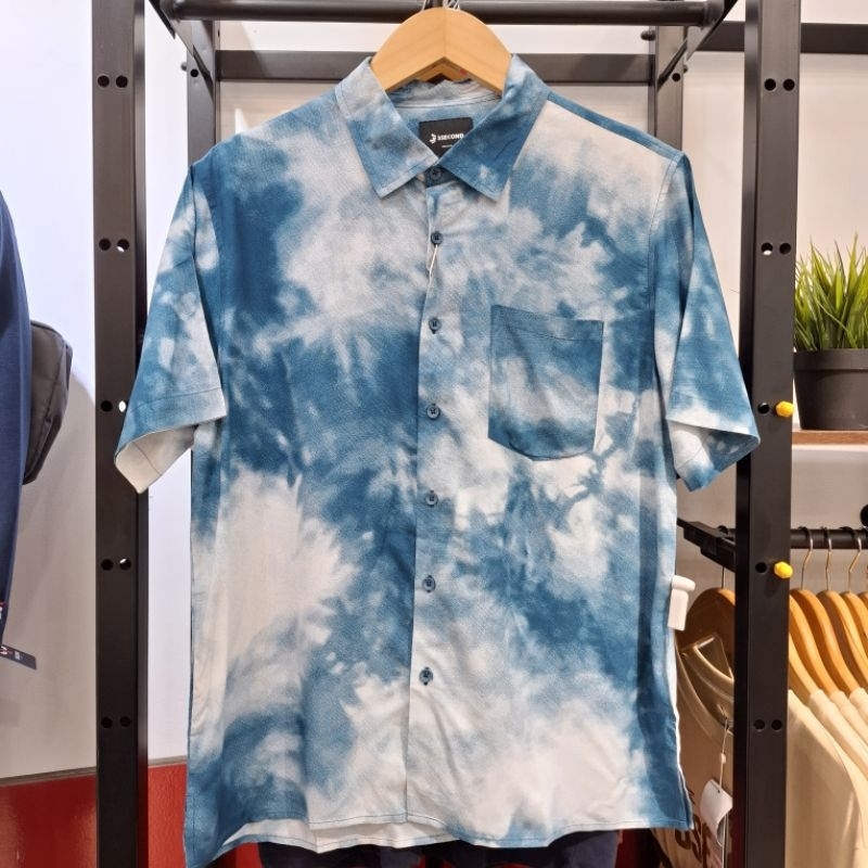 3second Kemeja Pria Pendek Full Print Rayon Original