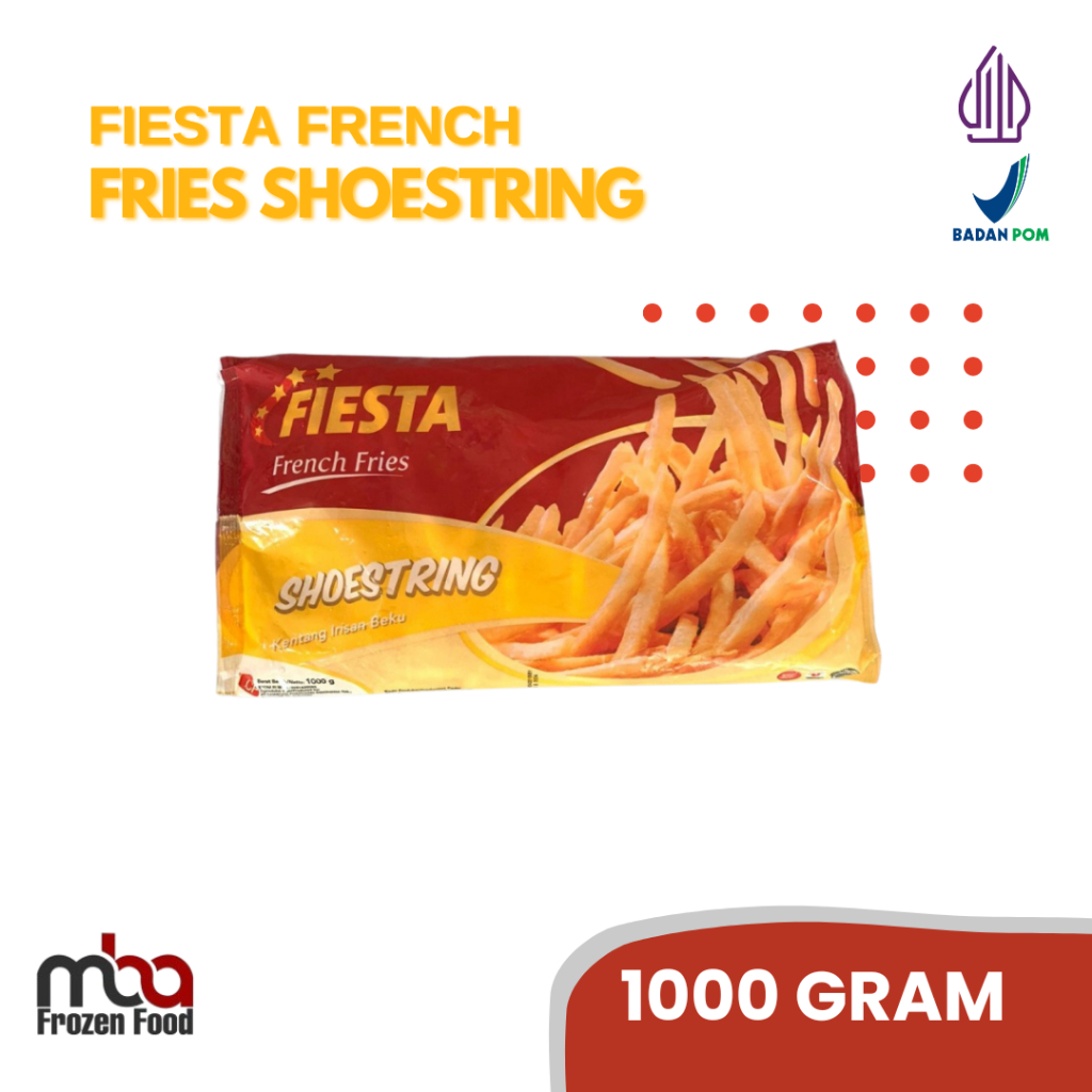 

FIESTA French Fries/Kentang Shoestring/ Kentang irisan Beku 1kg /Kentanggoreng /Sidedish /Camilan /Gorengan /Kentang /Frozenfood /Nugget /Snack /Makananringan