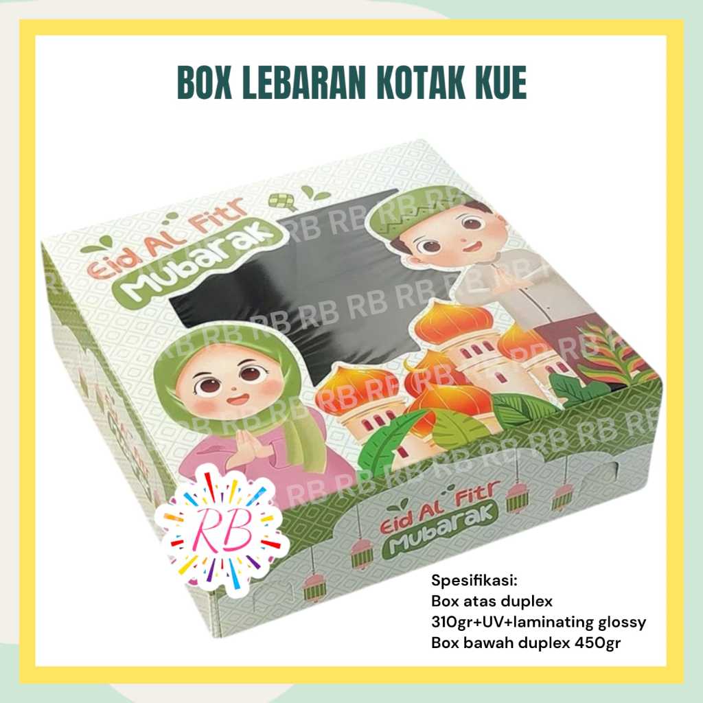 Box Idul Fitri Kotak Kue Tart Lebaran / Parcel Idul Fitri / Hampers Lebaran ukuran 22x8x22 cm