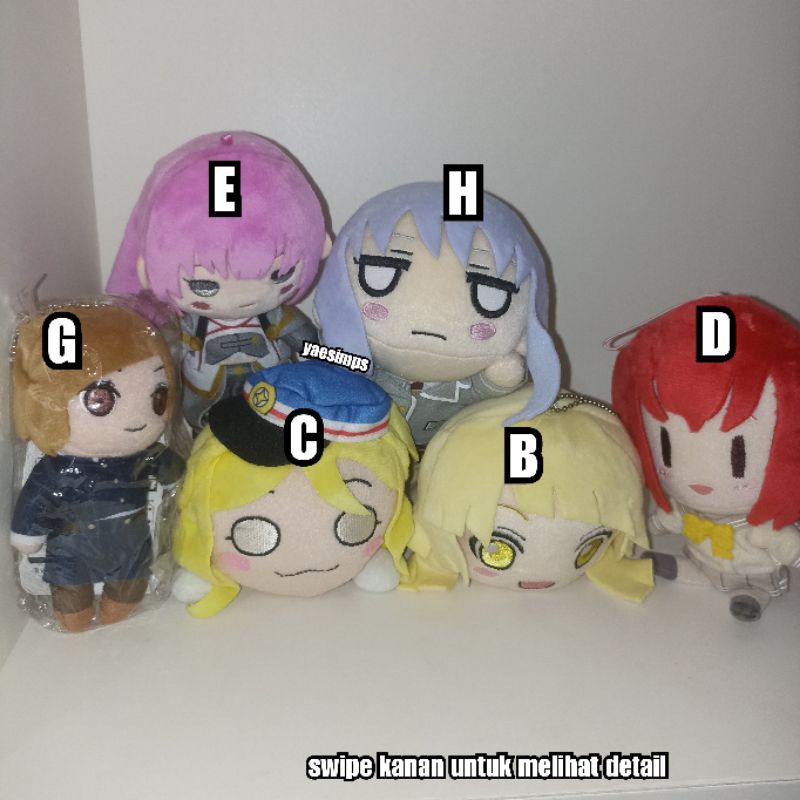 Nesoberi bang dream love live yukina, kokoro, dia ruby, rin, mari, kugisaki nobara jjk plushie bonek