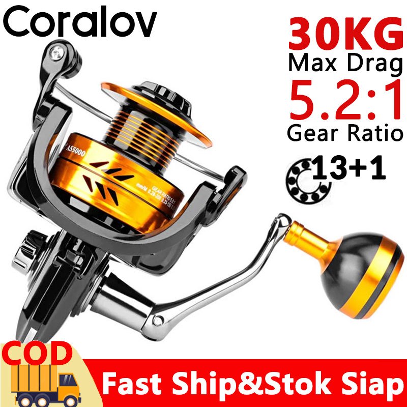 【Stok Lokal】DEUKIO Reel Pancing Full Besi Power Handle Max Drag 30kg AS2000-7000 Reel Pancing Gulung