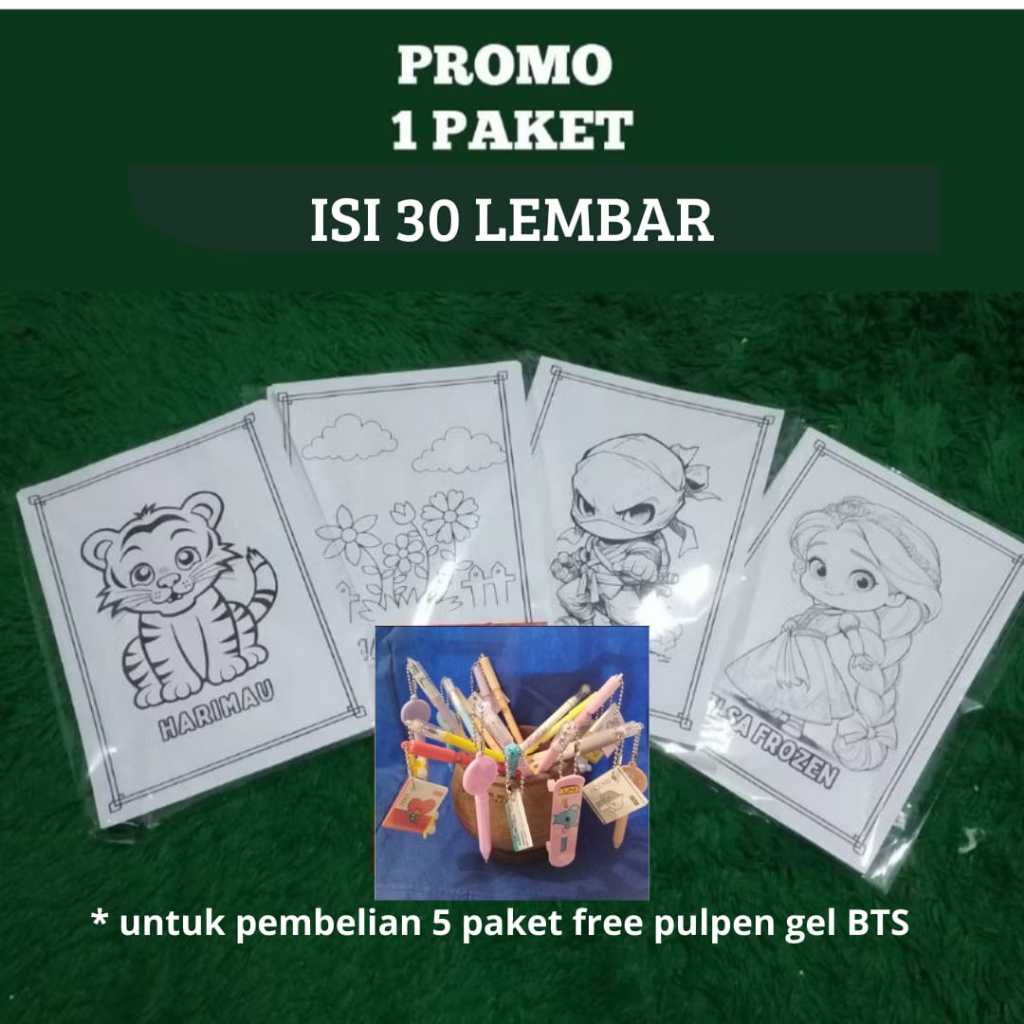 

PROMO Termurah Paket 30 Lembar Gambar /Kertas Gambar Mewarnai Anak