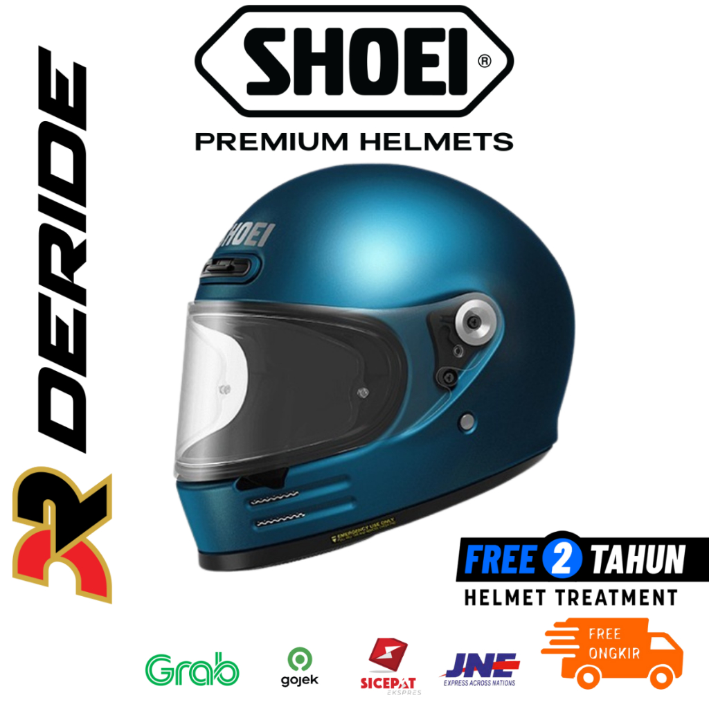 Shoei Glamster Laguna Blue Helm Full Face Retro SNI Original