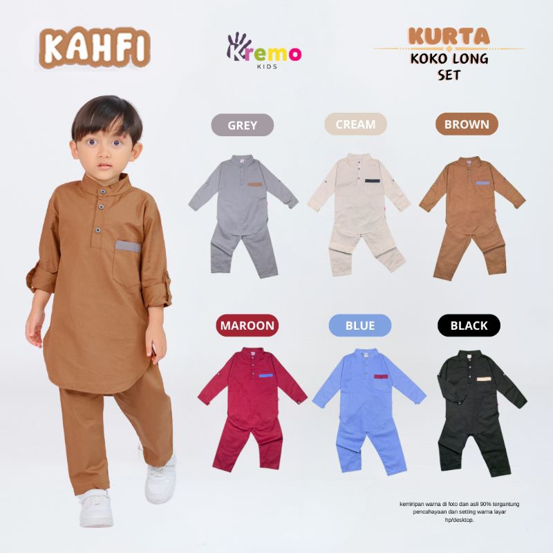 Stelan Baju Koko Anak untuk Momen Spesial Ramadhan - Koko Kurta Kahfi Koko Anak Laki Laki | Kremo Ki