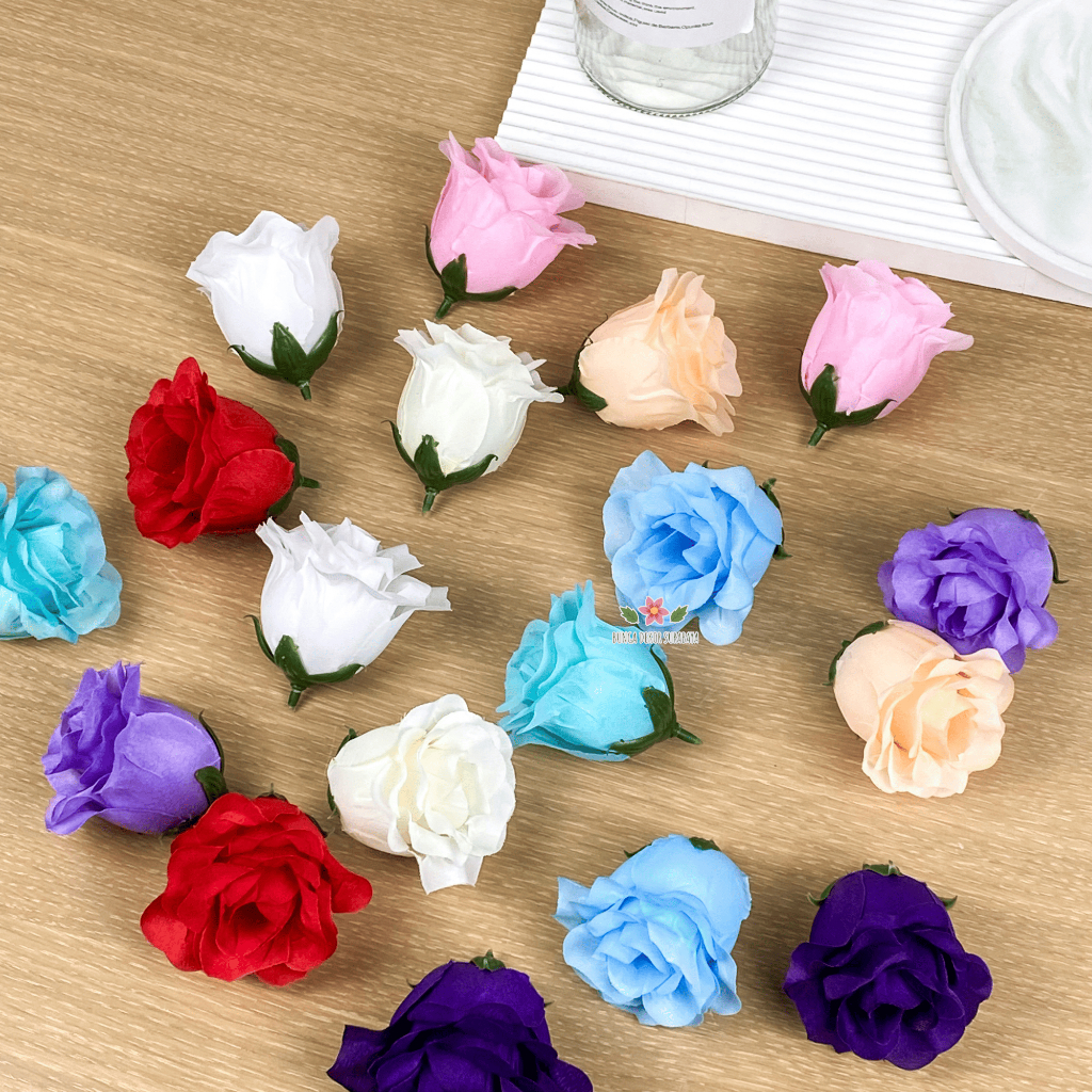 [1 PCS] Kuntuman Mawar Polyn - Kelopak Bunga Mawar dan Tangkai Polos Artificial Satuan PCS  Dekorasi