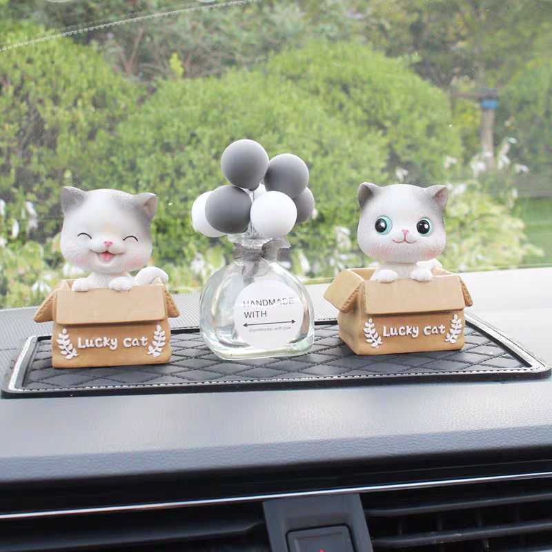READY [ PAKET KOMPLIT ] Aksesoris Mobil Kucing Lucu Kepala Goyang Parfum Pajangan Mobil Lucu Estetik