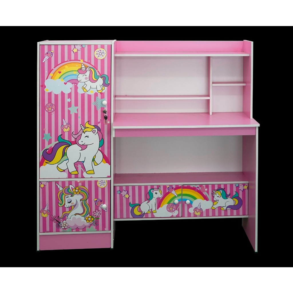 MEJA BELAJAR ANAK LEMARI BUKU ANAK KARAKTER KUNCI MB 812