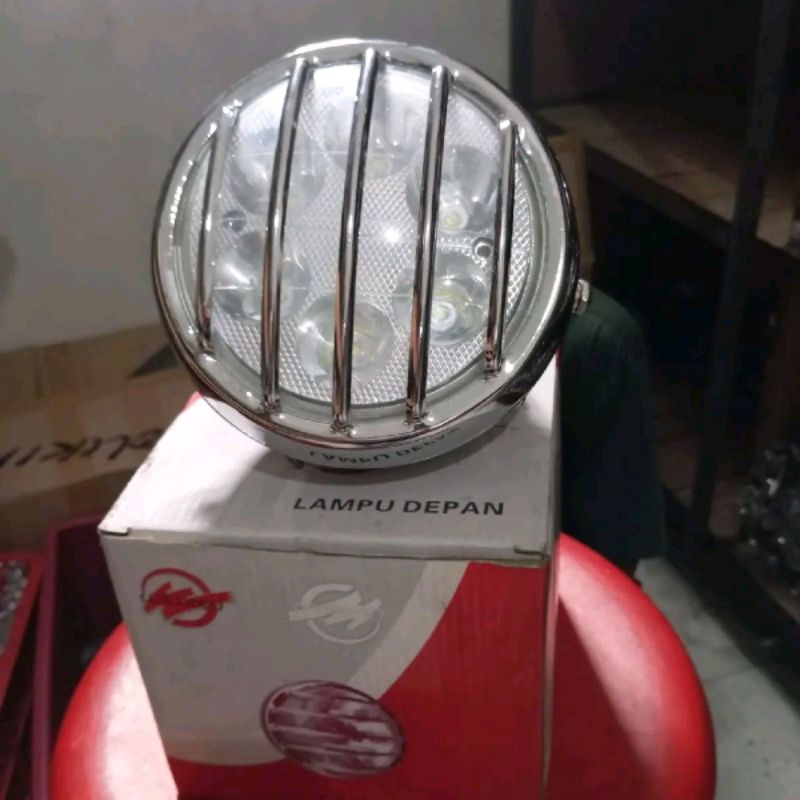 LAMPU HEADLAMP DEPAN PESEK MOTOR CLASIC CUSTOM CB GL TIGER MP DLL CHROME REFLEKTOR TRALIS BULAT BESI