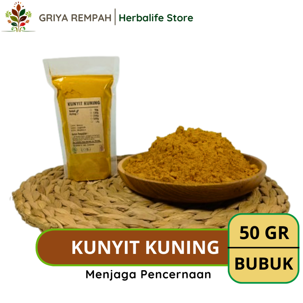 

KUNYIT KUNING BUBUK 50 GRAM Premium – Rempah Kunir Herbal Kering Murni 100% Alami, Cocok untuk Jamu & Masakan Curcuma longa
