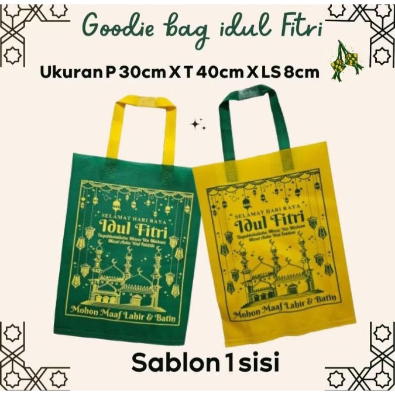 

Goodie bag LEBARAN 30x40x8 new series 2025 WS sablon/tas idul Fitri/tas spunbond murah sebanua kalsel
