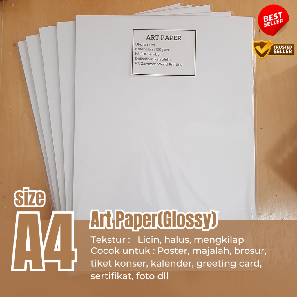 Kertas Art Paper Glossy 120gsm isi 100 lembar/Kertas Brosur Termurah