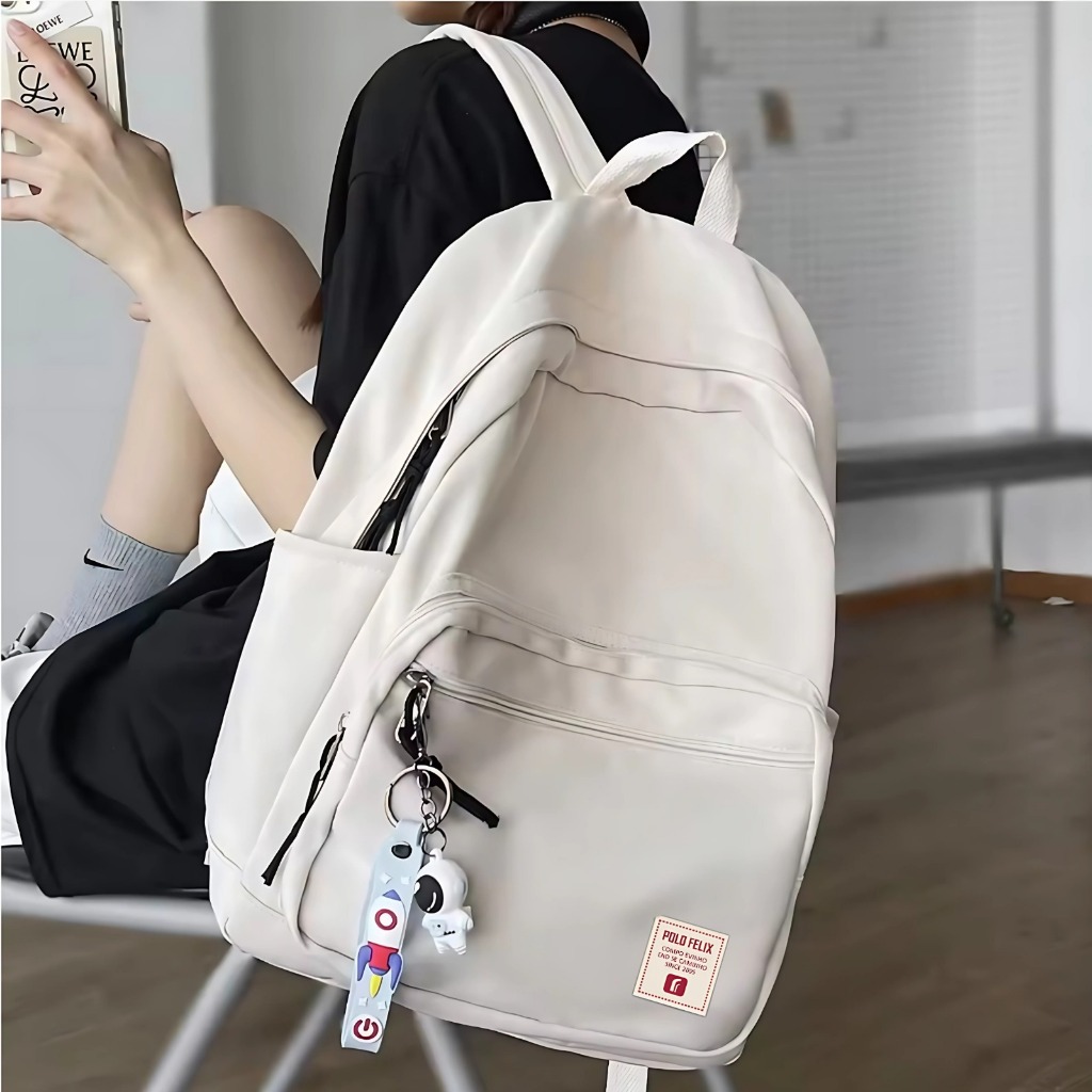 Ransel Wanita - Tas Laptop Bahan Nilon Polos Kekinian