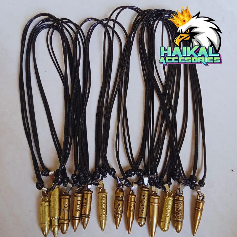 Kalung tali Korea bandul model peluru kalung metal motif bandul liontin peluru import
