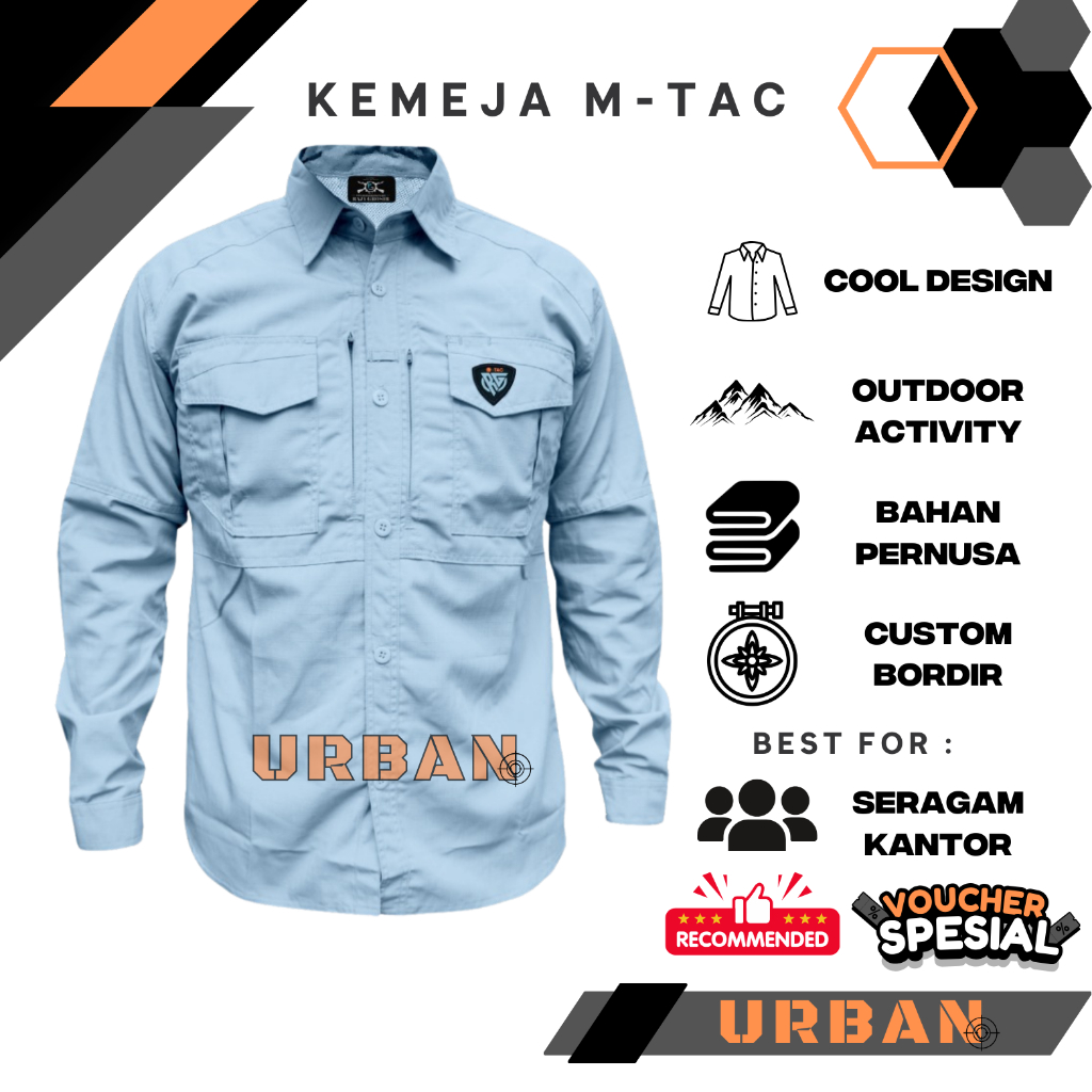 Urbantactical - Kemeja Tactical Lengan Panjang - Bahan Pernusa Premium - Baby Blue - Pria dan Wanita