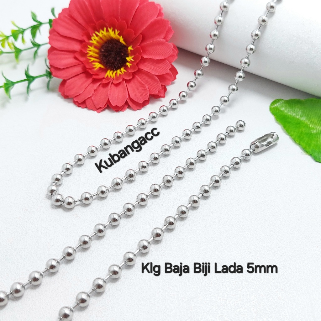 Kalung. Kalung Baja Putih Model Biji Lada 5mm Kalung Pria Wanita Kalung Rantai Baja Putih Monel