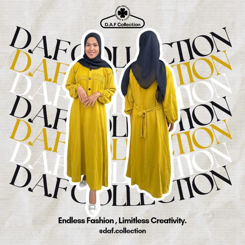 Gamis Bahan Cringkle Air Flow Premium Warna Lemon Murah