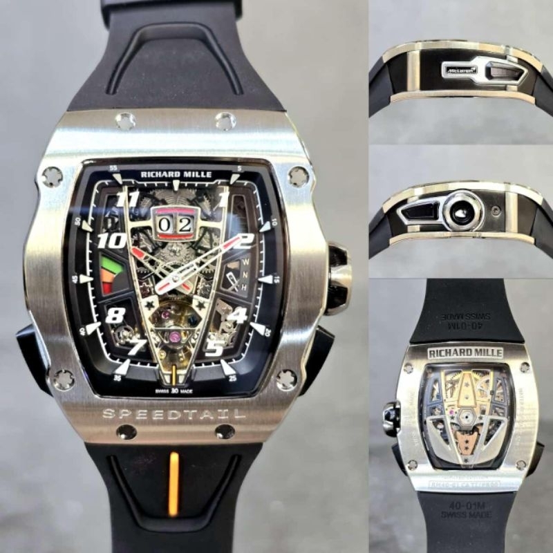 RICHARD MILLE RM40-01 TITANIUM & NTPT CARBON SPEEDTAIL CLONE AUTOMATIC SWISS #jamtanganpria